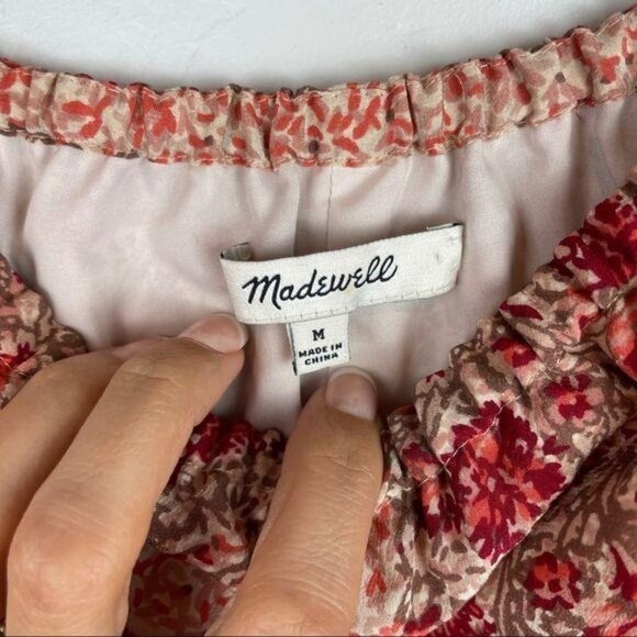 Madewell Silk Cold-Shoulder Dress Paisley Print Women's Medium Tie Strap Floral - Picture 5 of 8
